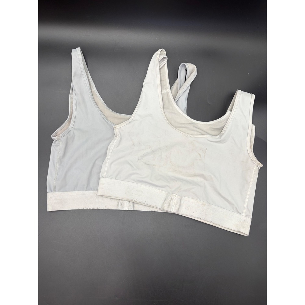 TomboyX Compression Top Binder Lot 2 Gray White Scoop Neck Racerback Womens XL